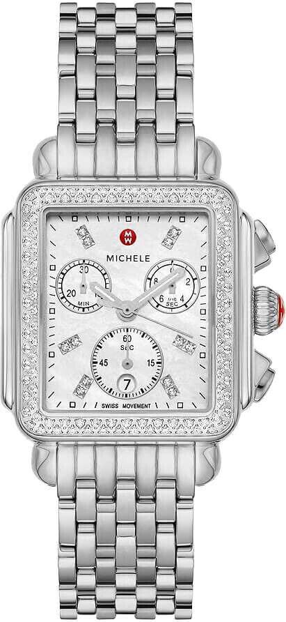 Michele - Deco - 35 MM - Stainless Steel - Diamond Bezel - White Dial - MWW06A000775