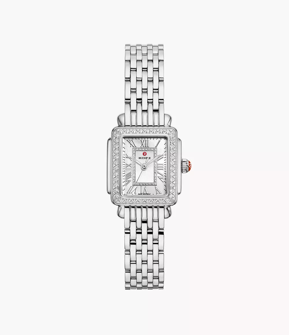 Michele Deco Madison Mini - 24 MM - Stainless Steel - Diamond Bezel - Silver Roman Diamond Dial - MWW06D000171