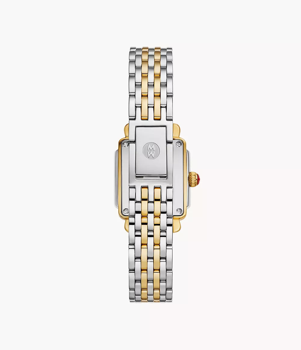 Michele Deco Madison Mini Two-Tone - 24 MM - Stainless Steel, 18k Gold Plated - Diamond Bezel - Silver Roman Diamond Dial - MWW06D000172