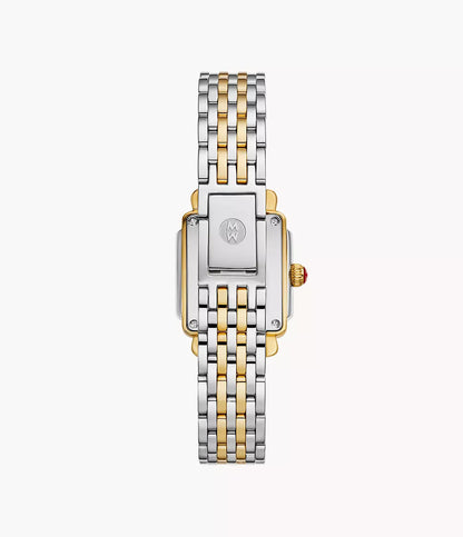 Michele Deco Madison Mini Two-Tone - 24 MM - Stainless Steel, 18k Gold Plated - Diamond Bezel - Silver Roman Diamond Dial - MWW06D000172