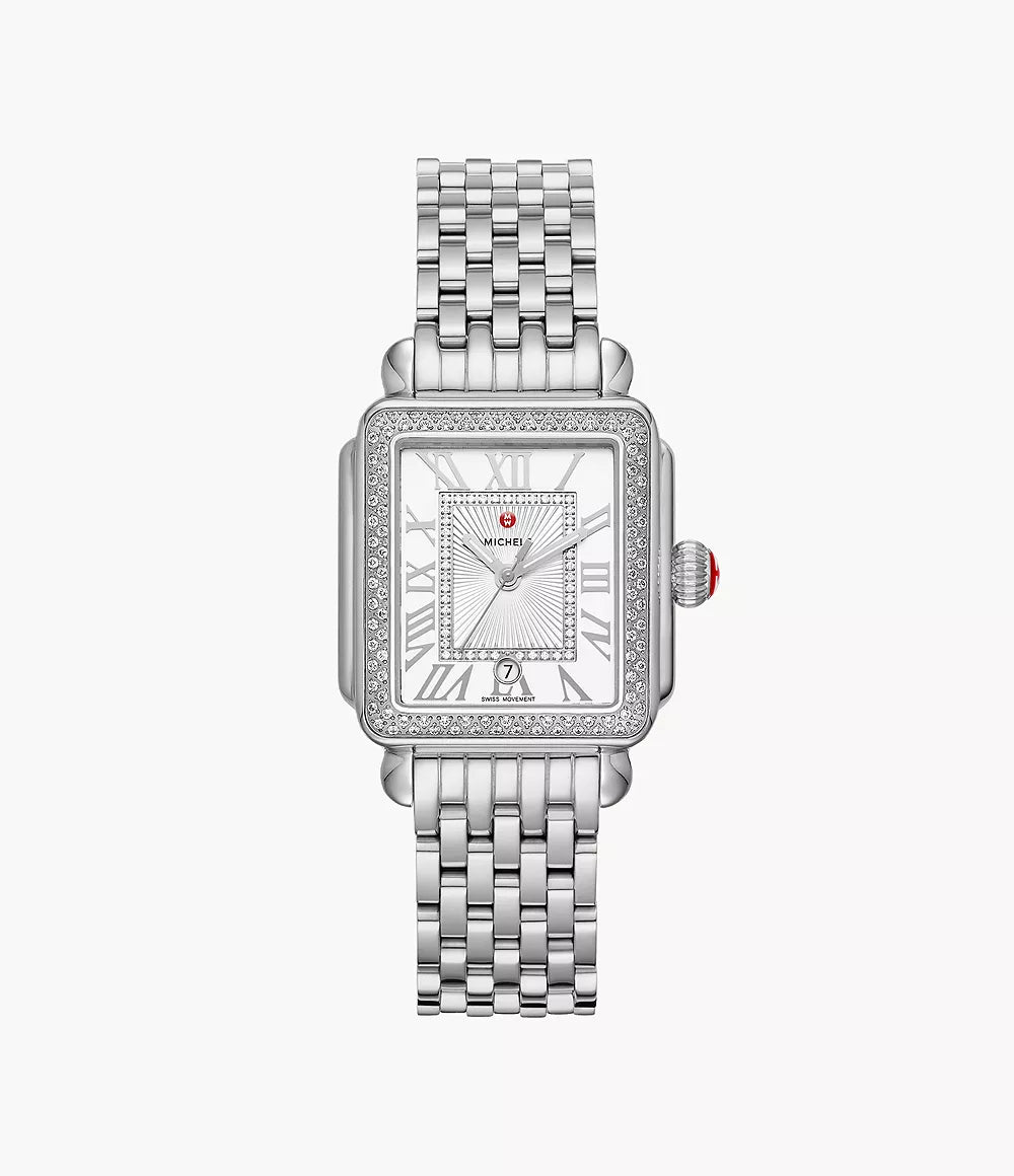 Michele Deco Madison Mid - 31 MM - Stainless Steel - Diamond Bezel - White Silver Diamond Dial - MWW06G000001