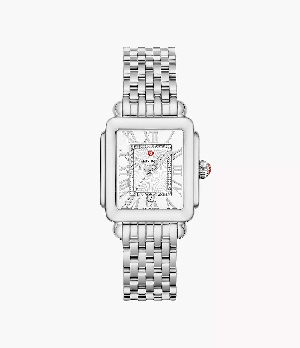 Michele Deco Madison Mid - 31 MM - Stainless Steel - Silver Roman Diamond Dial - MWW06G000012