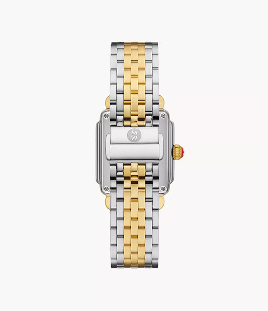 Michele Deco Madison Mid Two-Tone - 31 MM - Stainless Steel, 18k Gold Plated - Black Roman Diamond Dial - MWW06G000045