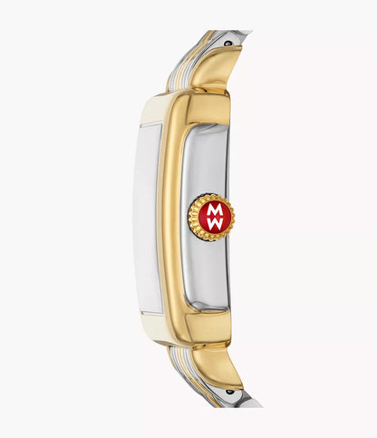 Michele Deco Madison Mid Two-Tone - 31 MM - Stainless Steel, 18k Gold Plated - Black Roman Diamond Dial - MWW06G000045