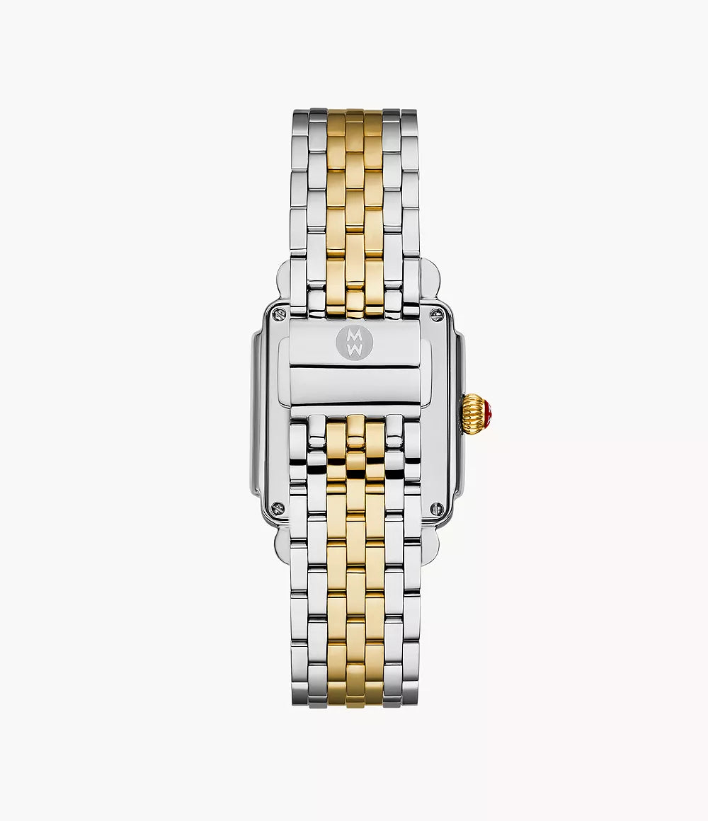 Michele Deco Madison Mid Two-Tone - 31 MM - Stainless Steel, 18k Gold Plated - Diamond Bezel - Pink Diamond Dial - MWW06G000047