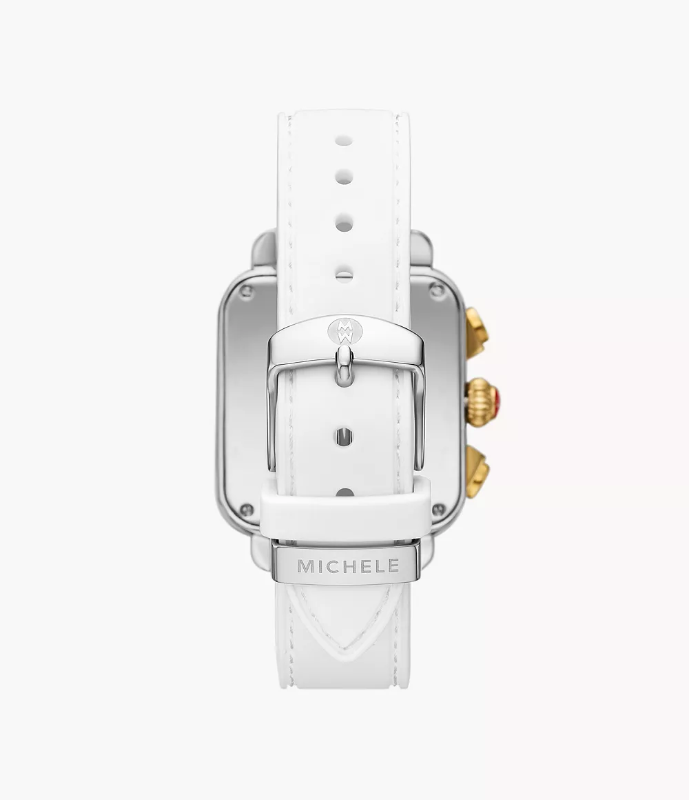 Michele Deco Sport Chronograph - 36 MM - Stainless Steel, 18k Gold Plated - Silver Dial - MWW06K000069