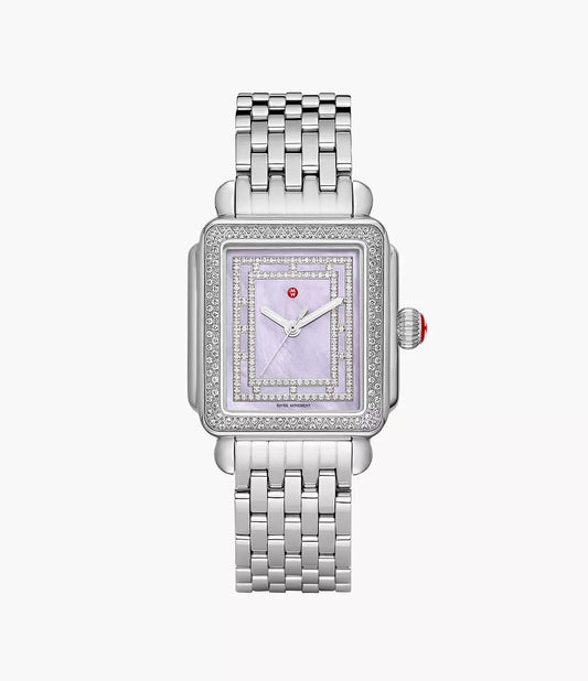 Michele Deco Madison - 33 MM - Stainless Steel - Diamond Bezel - Purple Roman Diamond Dial - MWW06T000247