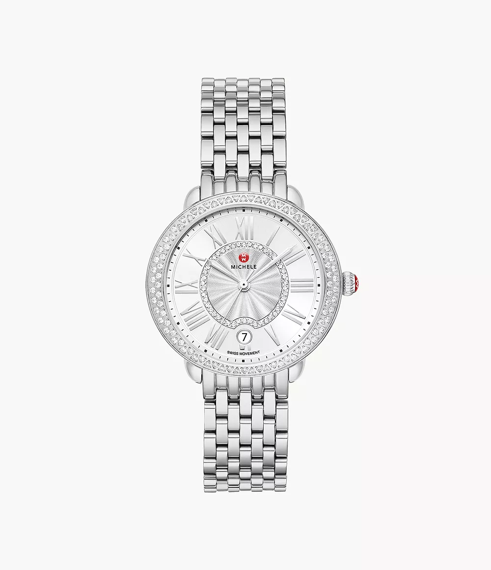 Michele Serein Mid - 36 MM - Stainless Steel - Diamond Bezel - Silver Roman Diamond Dial - MWW21B000143