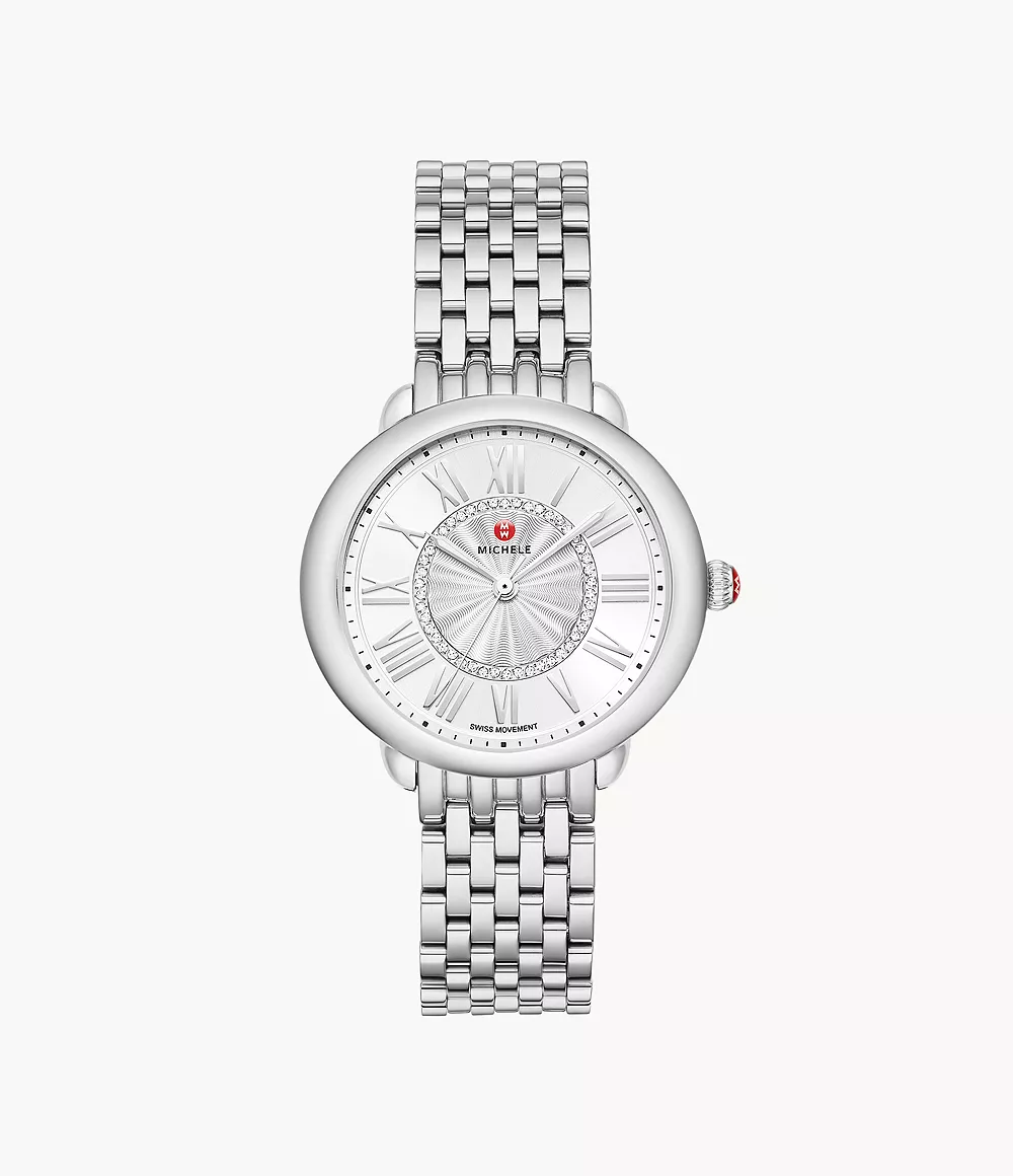 Michele Serein Mid - 36 MM - Stainless Steel - Silver Roman Diamond Dial - MWW21B000147