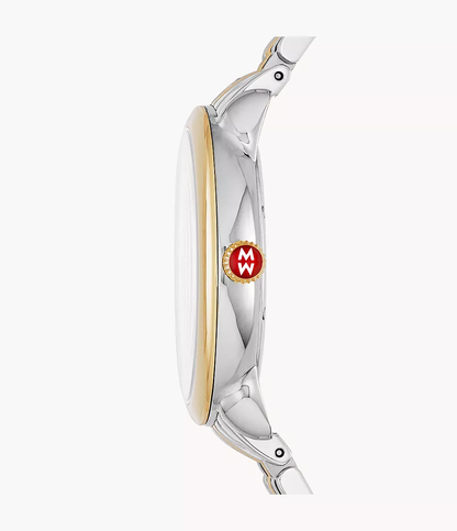 Michele Serein Mid Two Tone - 36 MM - Stainless Steel, 18k Gold Plated - Silver Roman Diamond Dial - MWW21B000148