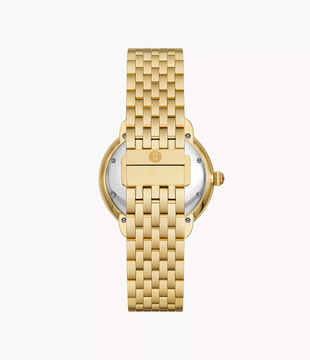 Michele Serein Mid - 36 MM - Stainless Steel, 18k Gold Plated - Silver Roman Diamond Dial - MWW21B000160