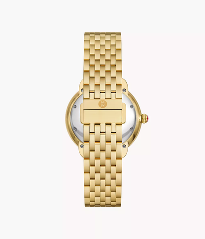 Michele Serein Mid - 36 MM - Stainless Steel, 18k Gold Plated - Silver Roman Diamond Dial - MWW21B000160