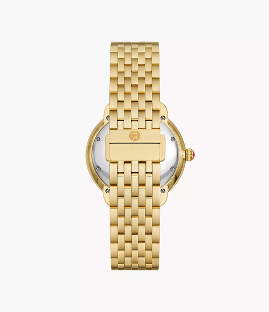 Michele Serein Mid - 36 MM - Stainless Steel, 18k Gold Plated - Diamond Bezel - Silver Roman Diamond Dial - MWW21B000161