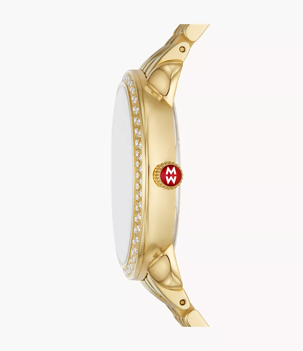 Michele Serein Mid - 36 MM - Stainless Steel, 18k Gold Plated - Diamond Bezel - Silver Roman Diamond Dial - MWW21B000161