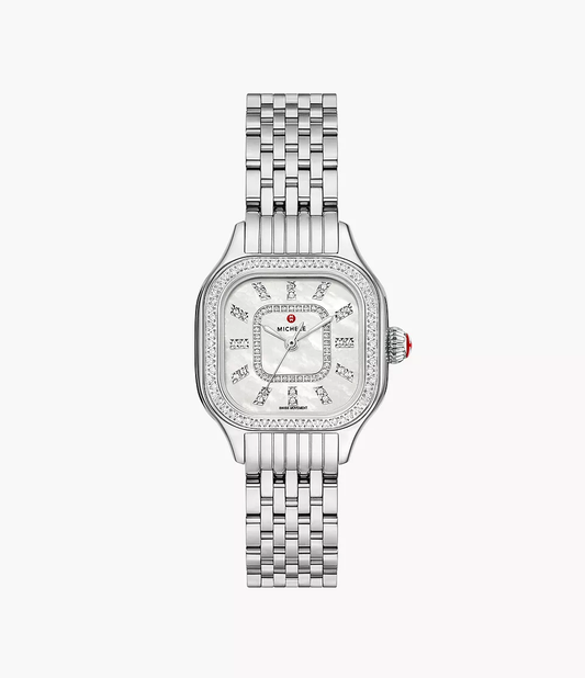 Michele Meggie - 29 MM - Stainless Steel - Diamond Bezel - White Diamond Dial - MWW33B000001