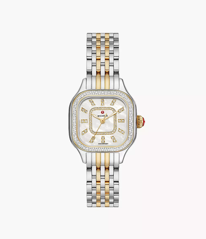 Michele Meggie Two Tone - 29 MM - Stainless Steel - Diamond Bezel - Mother of Pearl Diamond Dial - MWW33B000002