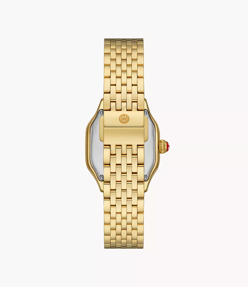 Michele Meggie - 29 MM - Stainless Steel, 18k Yellow Gold Plated - Mother of Pearl Diamond Dial - MWW33B000010