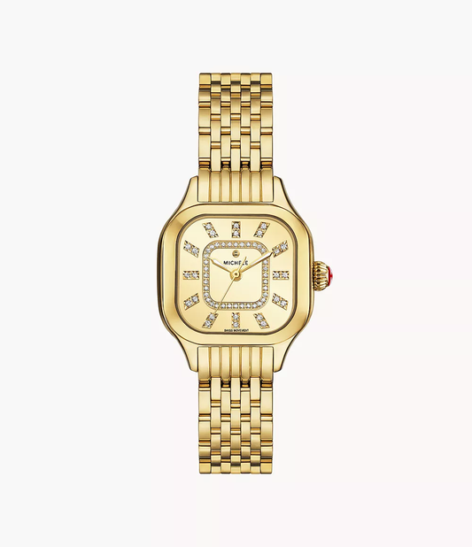 Michele Meggie - 29 MM - Stainless Steel, 18k Gold Plated - Champagne Diamond Dial - MWW33B000013