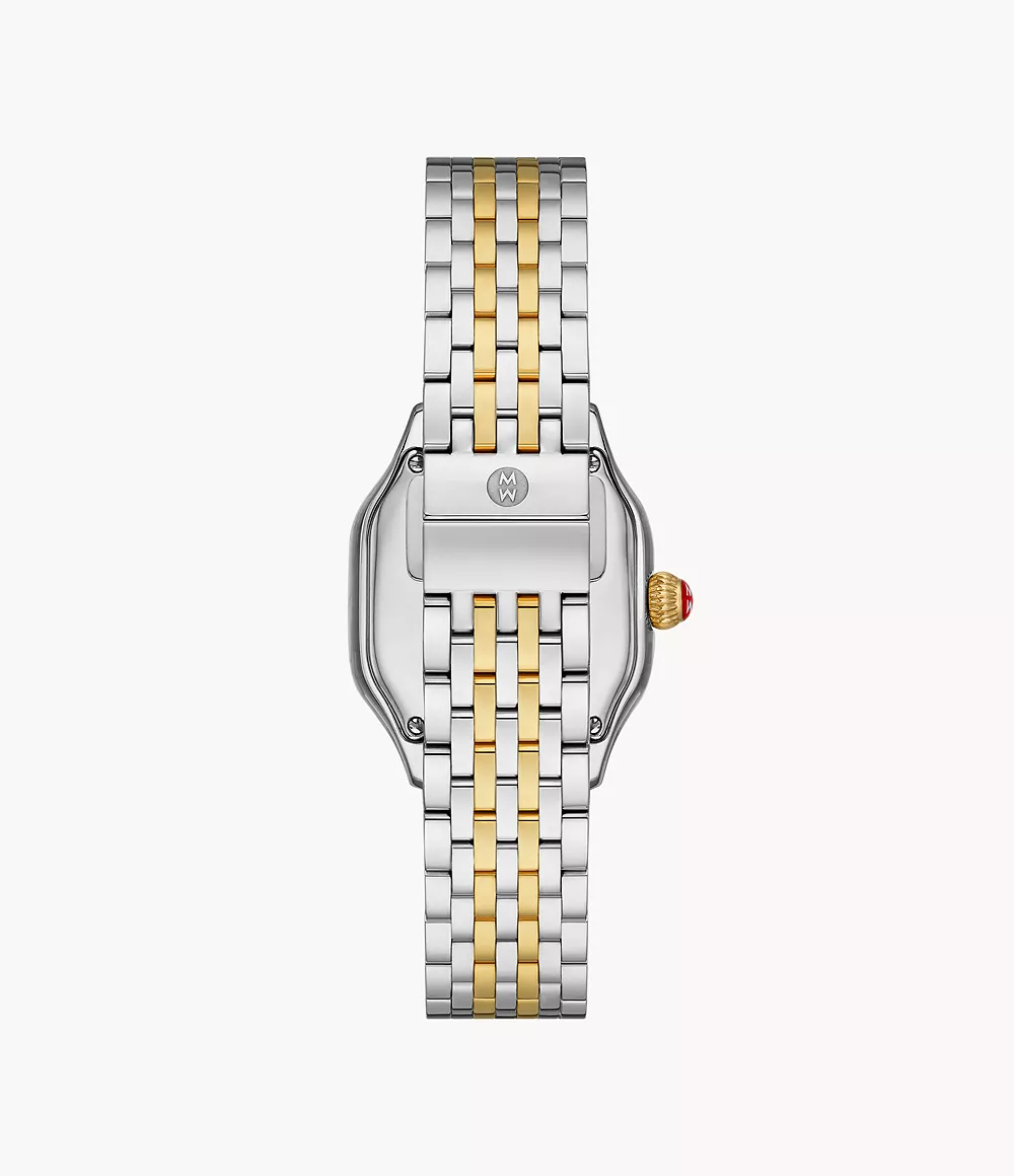 Michele Meggie Two Tone - 29 MM - Stainless Steel, 18k Gold Plated - Pink Mother of Pearl Diamond Dial - MWW33B000014