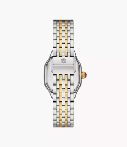 Michele Meggie Two Tone - 29 MM - Stainless Steel, 18k Gold Plated - Pink Mother of Pearl Diamond Dial - MWW33B000014