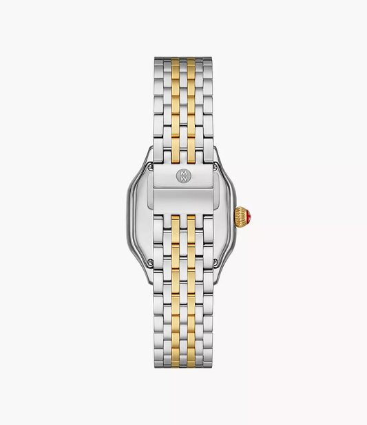 Michele Meggie Two Tone - 29 MM - Stainless Steel, 18k Gold Plated - Pink Mother of Pearl Diamond Dial - MWW33B000014