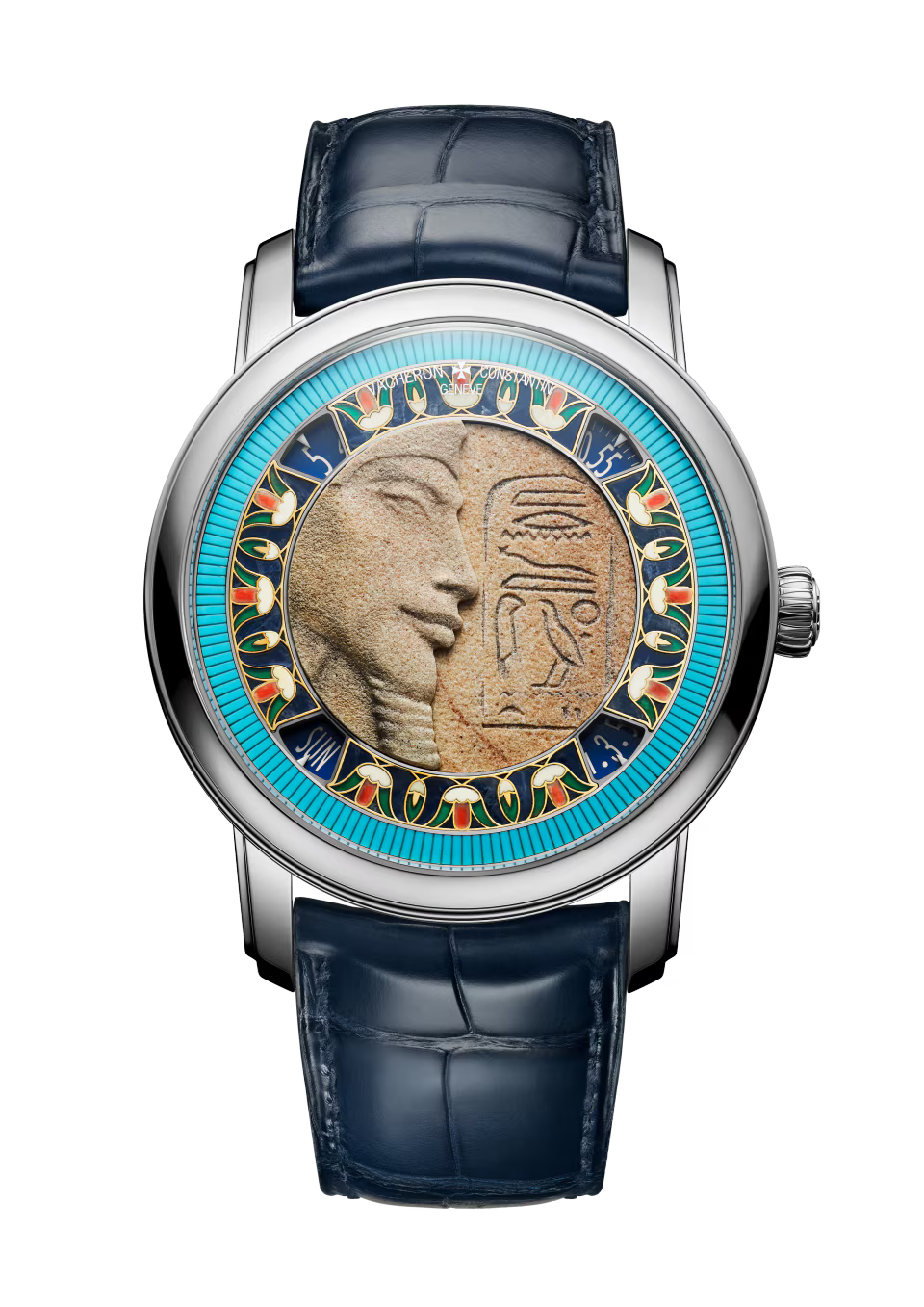 Vacheron Constantin Métiers D' Art Tribute To Great Civilizations - White Gold - 42 MM - Blue Leather Strap - Buste D'Akhénaton Dial - 7620A/000G-H078