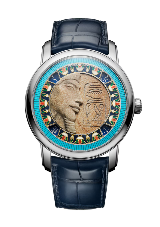 Vacheron Constantin Métiers D' Art Tribute To Great Civilizations - White Gold - 42 MM - Blue Leather Strap - Buste D'Akhénaton Dial - 7620A/000G-H078