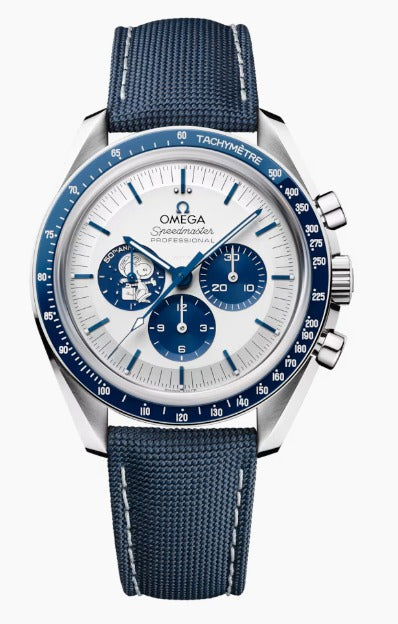 Omega Speedmaster "Silver Snoopy Award" 50th Anniversary Stainless Steel 42 MM - Coated Nylon Fabric Bracelet - Silver Dial - 310.32.42.50.02.001