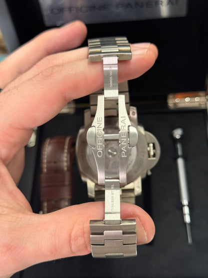 Panerai Luminor 1950 Marina Titanium 44 MM - Stainless Steel Bracelet - Brown Dial - PAM00352