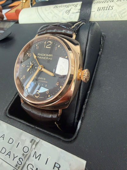 Panerai Radiomir 10 Days GMT Rose Gold - Limited Edition - 45 MM - Brown Alligator Strap - Brown Dial - PAM00497
