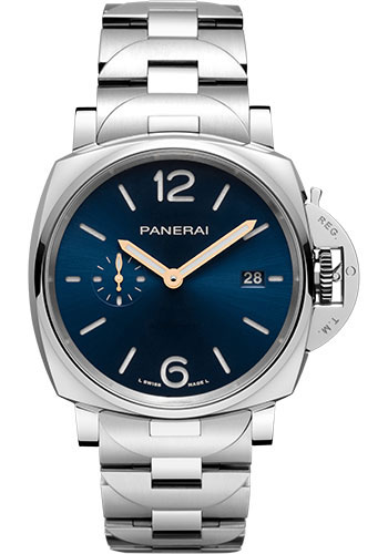 Panerai Luminor Due Stainless Steel 42 MM - Steel Bracelet - Blue Sun-Brushed Dial - PAM01124