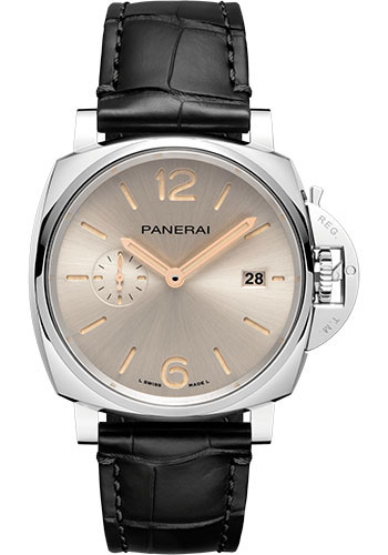 Panerai Luminor Due Stainless Steel 42 MM - Black Alligator Strap- Ivory Dial - PAM01249