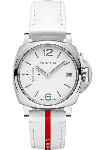 Panerai Luminor Due Stainless Steel 38 MM - White Leather Strap - White Dial - PAM01306