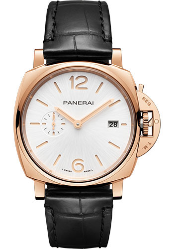 Panerai Luminor Due Polished Goldtech 42 MM - Black Leather Strap - White Sun-Brushed Dial - PAM01336