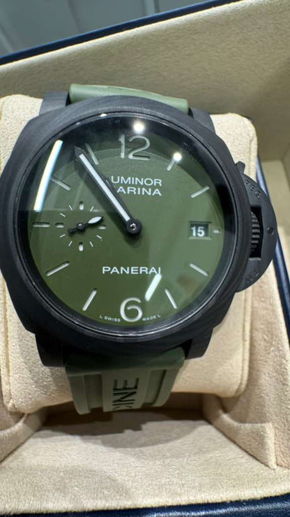 Panerai Luminor Quaranta Carbotech 40 MM - Green Rubber Strap - Green Dial - PAM01526
