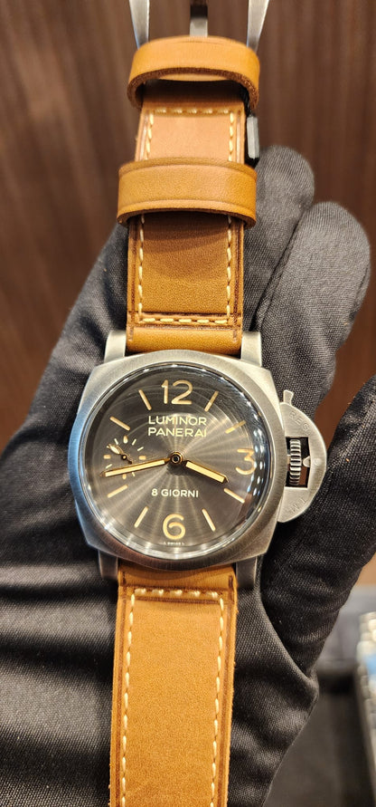 Panerai Luminor 8 Giorni Brunito Steel 44 MM - Brown Calfskin Leather Strap - Anthracite Dial - PAM01733
