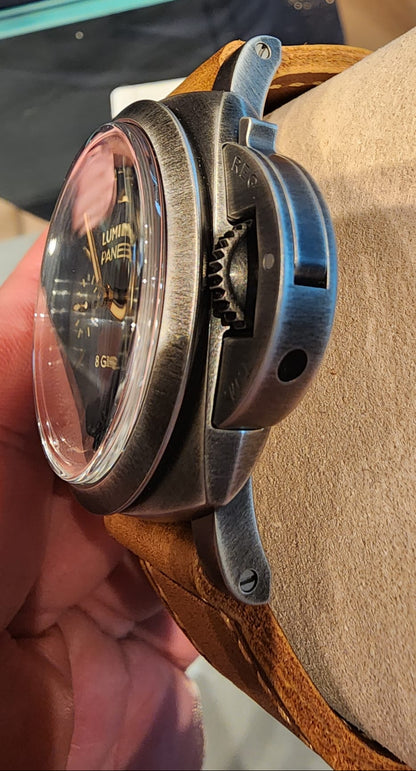 Panerai Luminor 8 Giorni Brunito Steel 44 MM - Brown Calfskin Leather Strap - Anthracite Dial - PAM01733