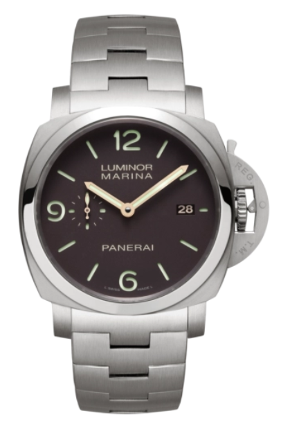 Panerai Luminor 1950 Marina Titanium 44 MM - Stainless Steel Bracelet - Brown Dial - PAM00352