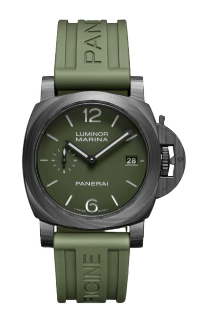 Panerai Luminor Quaranta Carbotech 40 MM - Green Rubber Strap - Green Dial - PAM01526