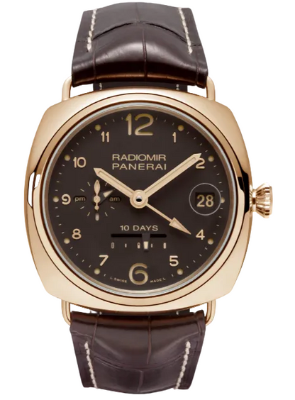 Panerai Radiomir 10 Days GMT Rose Gold - Limited Edition - 45 MM - Brown Alligator Strap - Brown Dial - PAM00497