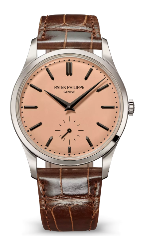 Patek Philippe Calatrava - Platinum - 38 MM - Rose Dial - Alligator Leather Strap - 6196P-001