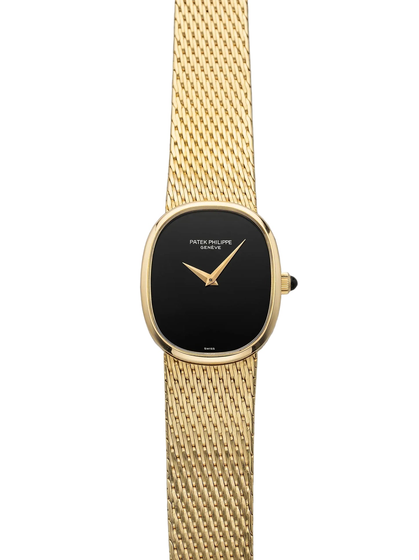 Patek Philippe Golden Ellipse - 18K Yellow Gold - Onyx Dial - Integrated Gold Bracelet - Ref. 3748/900