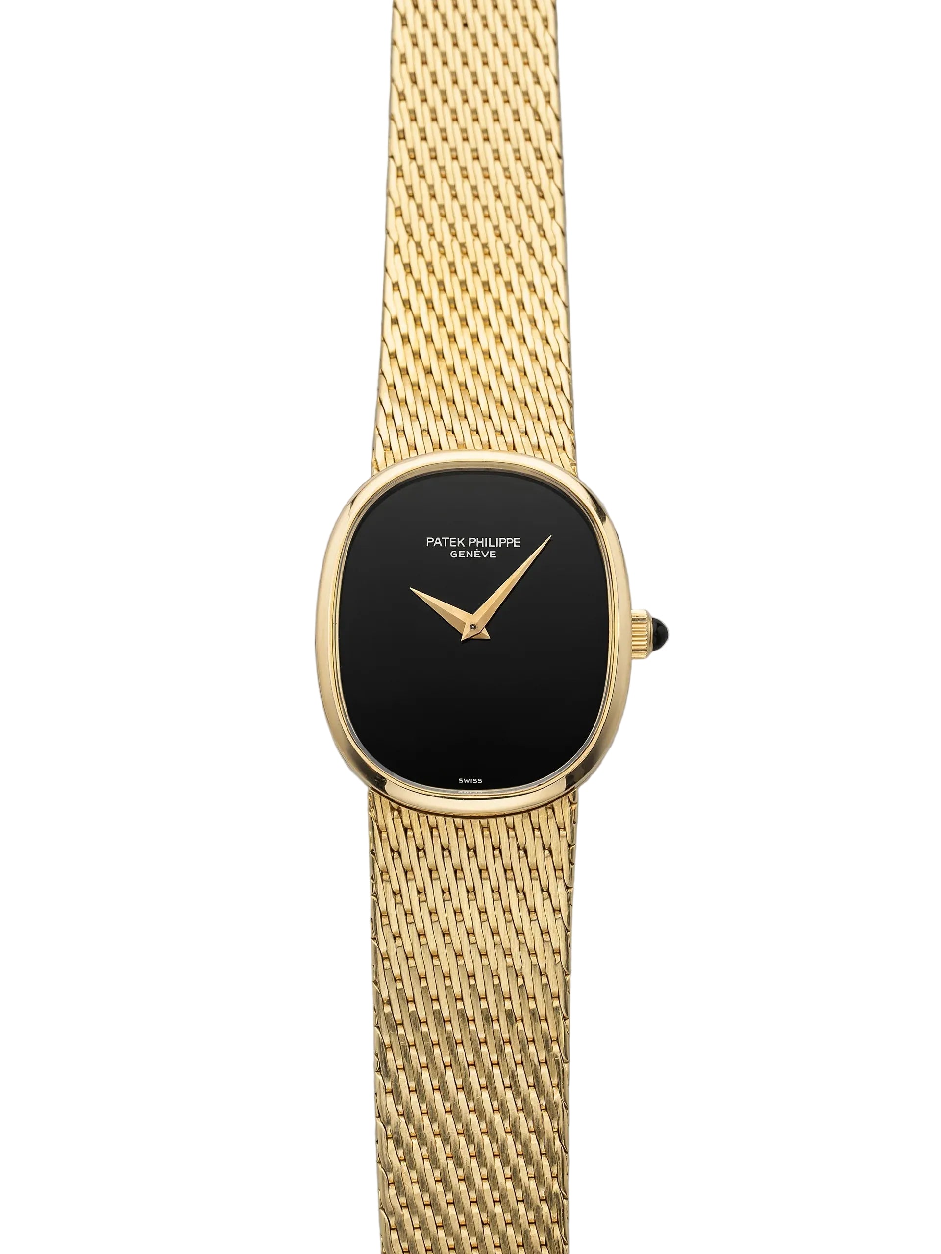 Patek Philippe Golden Ellipse - 18K Yellow Gold - Onyx Dial - Integrated Gold Bracelet - Ref. 3748/900