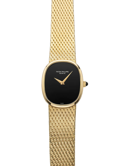 Patek Philippe Golden Ellipse - 18K Yellow Gold - Onyx Dial - Integrated Gold Bracelet - Ref. 3748/900