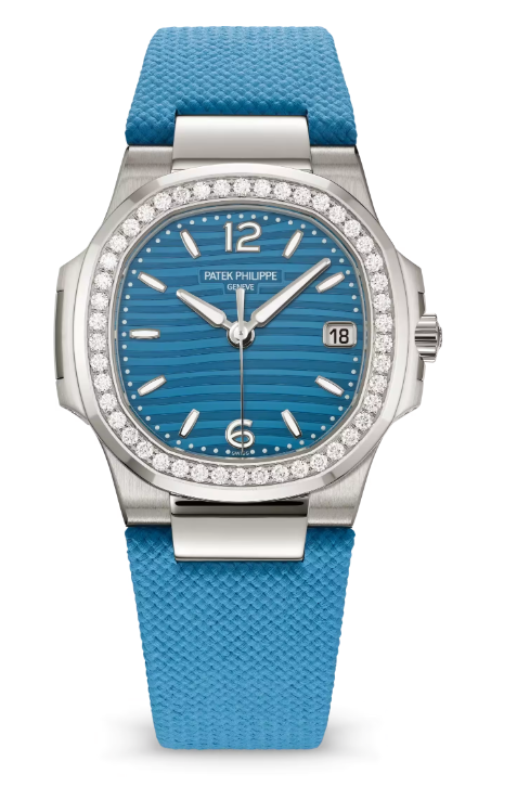 Patek Philippe Nautilus - White Gold - 32 MM - Lacquered Azure Blue Dial - Composite Fabric Strap - 7010G-013