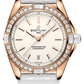 Breitling Chronomat Rose Gold 38 MM - White Rubber Strap - Diamond Bezel - Cream Dial - R17356531G1S1