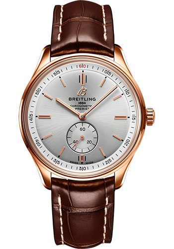 Breitling Premier Rose Gold 40 MM - Brown Leather Strap - Silver Dial - R37340351G1P1