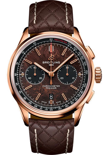 Breitling Premier Rose Gold 42 MM - Brown Leather Strap - Brown Dial - RB01181A1Q1X1