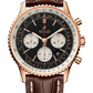 Breitling Navitimer Rose Gold 43 MM - Brown Leather Strap  - Black  Dial - RB0121211B1P1