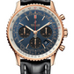 Breitling Navitimer Rose Gold 43 MM - Black Leather Strap  - Blue Dial - RB0121211C1P1